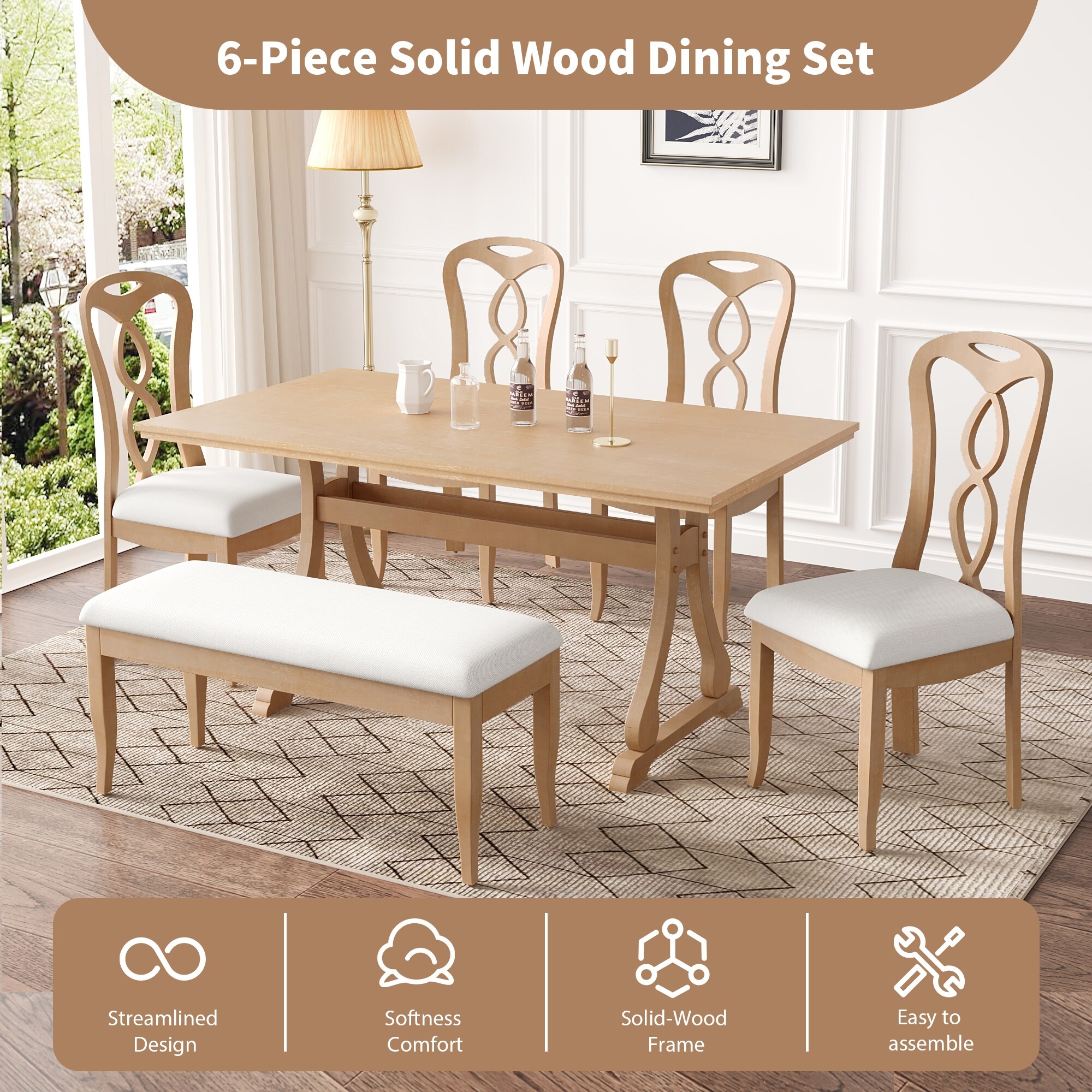 Oval oak dining table and 6 chairs sales